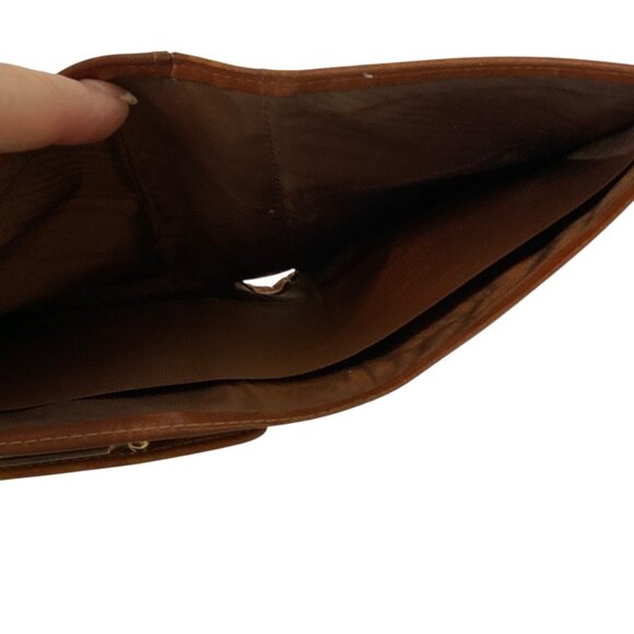 Vintage Dooney & Bourke All-Weather Leather French Wallet Red Tan Snap Closure - Picture 6 of 8